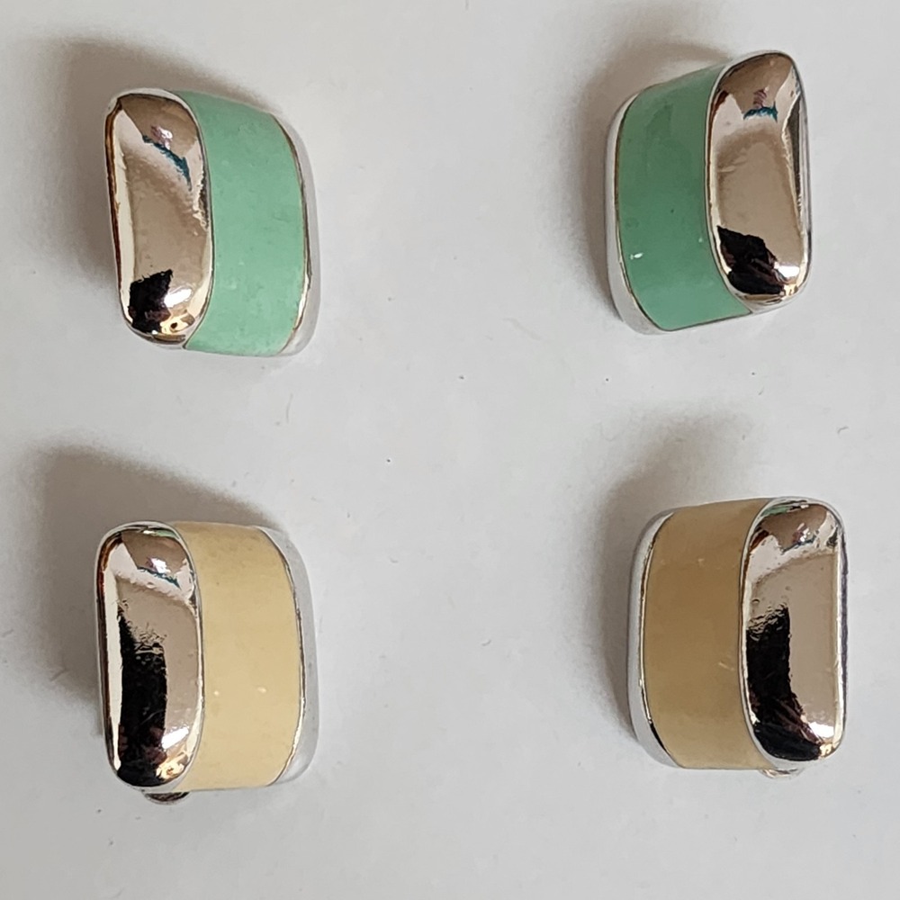 Avon City Sleek Ivory And Mint Essence Clip On Earrings 1980's Lot 2